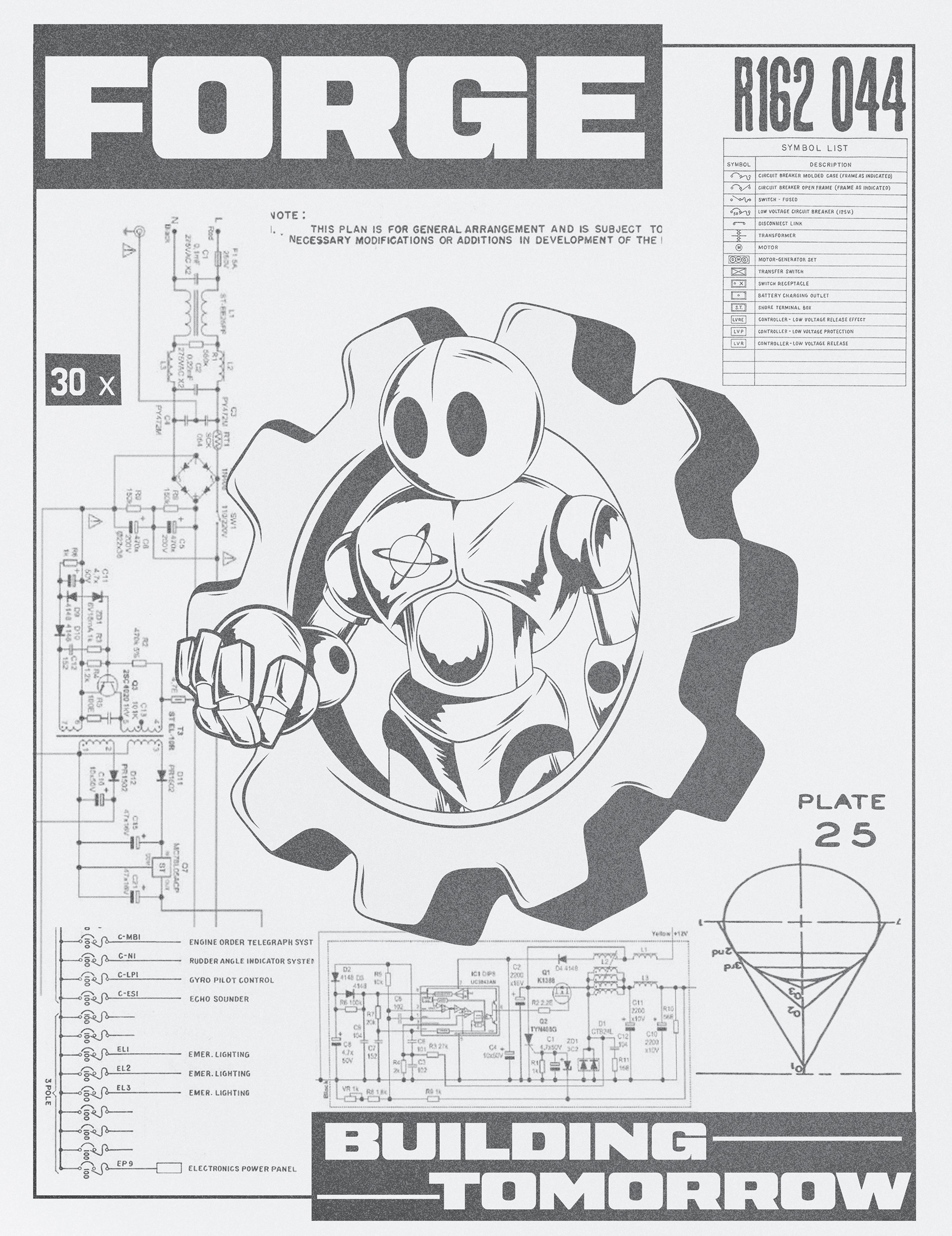 Forge robot schematic blueprint illustration